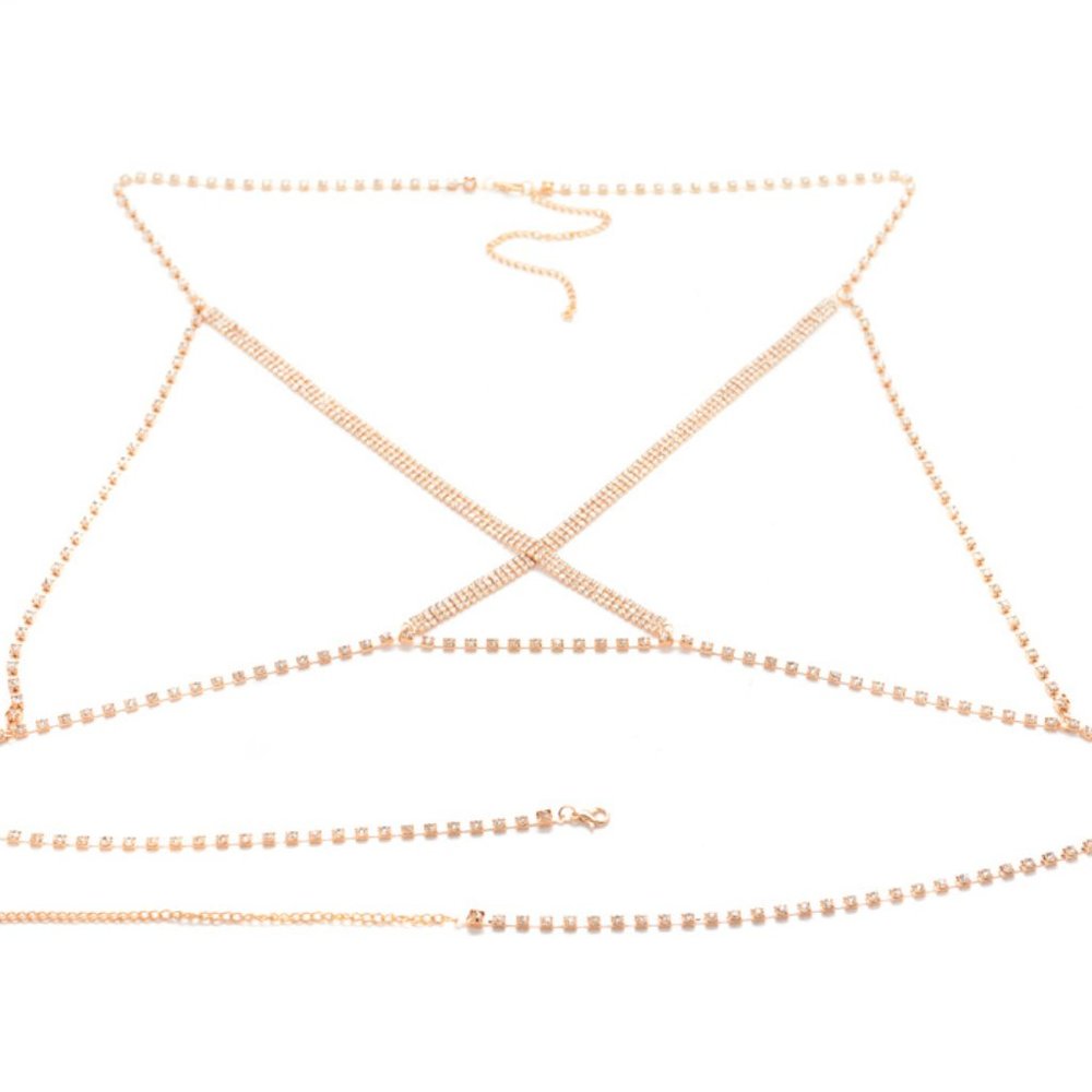 Elegant Silver Rhinestone Body Chain - Picture 5 of 10